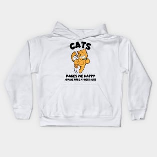 Cats Make Me Happy Humans Make My Head Hurt Kids Hoodie